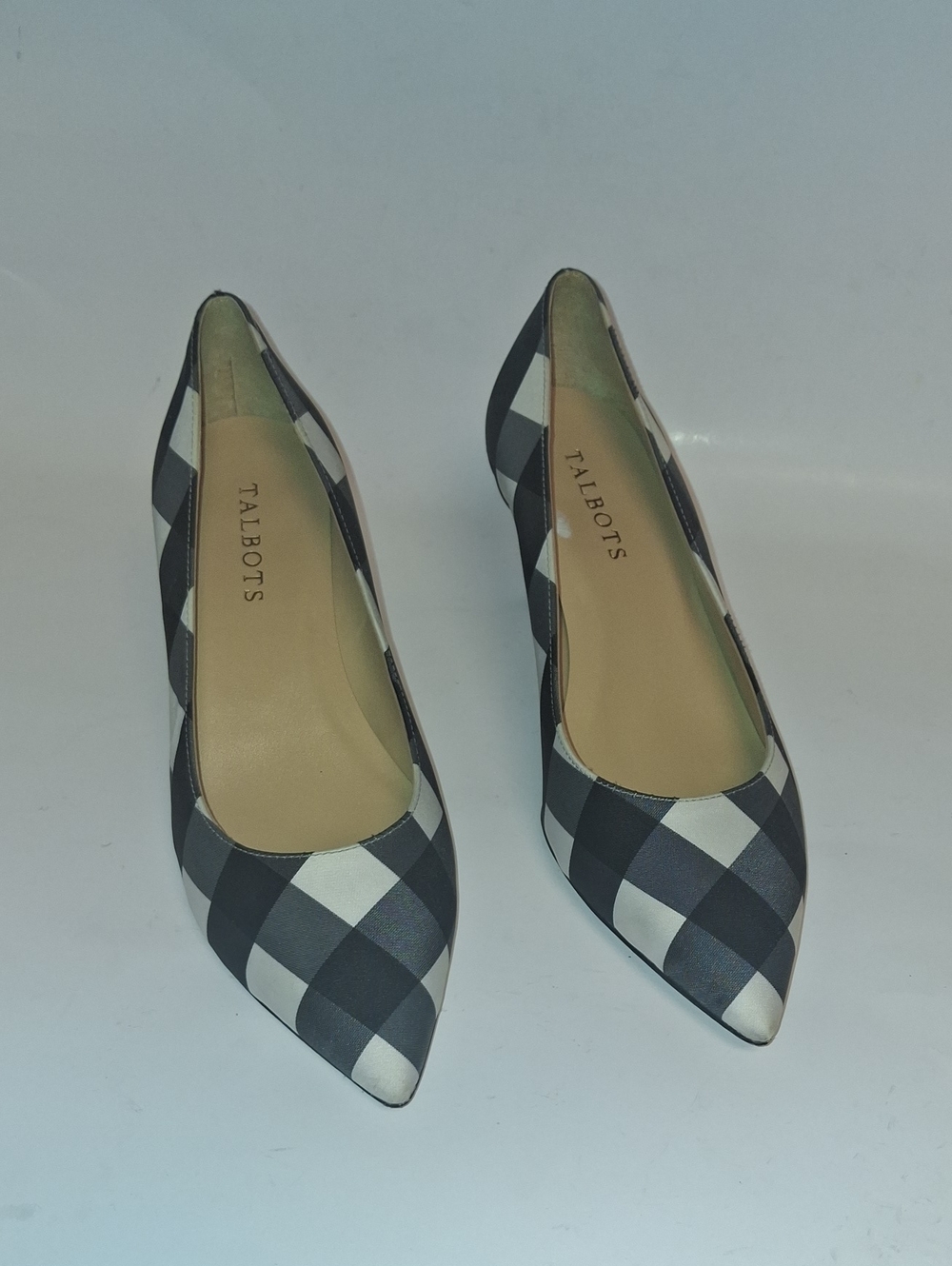 Talbots Black and White Gingham Pointed Flats. Size 7.5